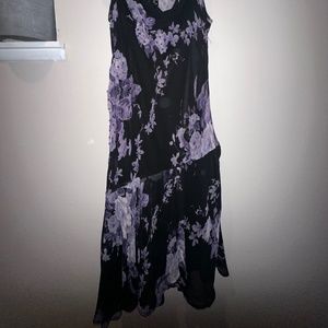 Vintage elegant asymmetrical beaded black purple dress